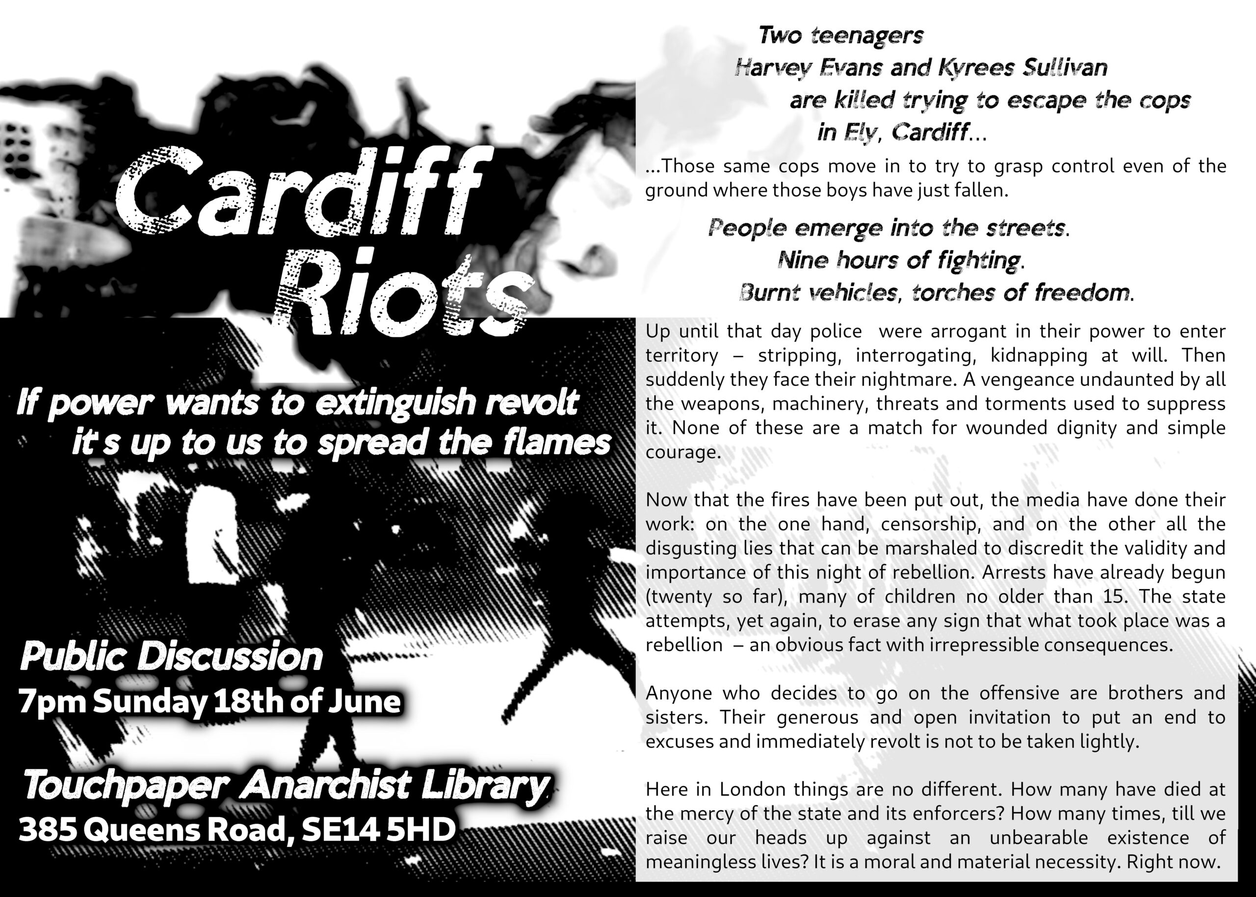 Cardiff Riots Publisc Discussion Touchpaper Anarchist Library